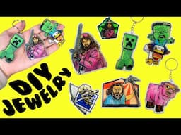 Minecraft Movie DIY Shrink Plastic Jewelry! Backpack Pins, Keychains Fun Crafts for Kids