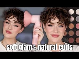Soft Neutral Glam Makeup Tutorial + Short Curly Hair Routine