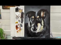 How To PAINT A DOG Portrait For Beginners! Brushstrokes / Colour Mixing / Composition