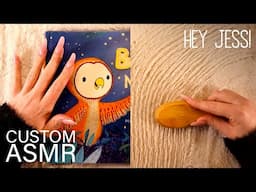 ASMR Jess' Custom 🥰 Book & blanket brushing (🎧 soft spoken)
