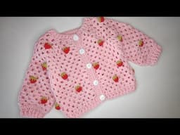 Crochet #99 How to crochet a "Strawberry" cardigan 1-5 years / Part 1