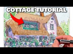 Urban Sketching Cottage With Dappled Light | Loose Ink & Watercolor Tutorial