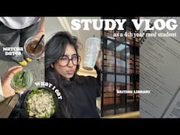 PRODUCTIVE STUDY VLOG 💌 British Library, exam season studying, med school, recipes +more