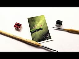BEGINNER Mossy mushroom watercolor painting » Step by step tutorial to painting a lush forestscape