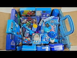 Coolest Blue Stationery Collection, Stationery Items from the box, eraser, pen, school stationery