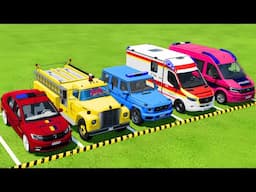 POLICE VEHICLES, AMBULANCE CAR, FIRE DEPARTMENT TRUCK TRANSPORTING WITH MAN TRUCKS ! FS22