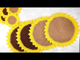 GIRASOL GRANDE EN CROCHET 🌻 | SALVAMANTELES PASO A PASO