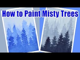 How to Paint Misty Forest Trees in Watercolor KIDS Easy Tutorial