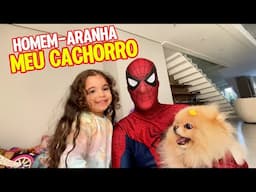 HOMEM ARANHA BRINCANDO COM MEU CACHORRO