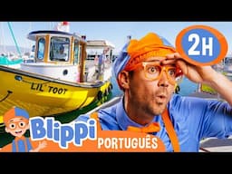 Blippi Anda de Táxi Aquático! | 2 HORAS DO BLIPPI BRASIL! | Vídeos Educativos para Crianças