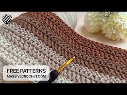 SUPER EASY (1 ROW REP) Crochet Pattern for ABSOLUTE Beginners!⚡️Crochet Stitch for Blanket & Bag