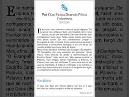 Pão Diário: Porque Estou Orando pelos Enfermos  - WMB