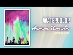 Northern Lights (Aurora Borealis) - Watercolor Painting Process