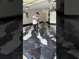Metallic floor pour and Magic Trowel layout! #metallicfloor #metallic #epoxyfloor #garagefloor