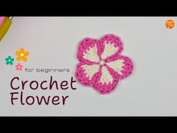 How to crochet a Flower | Simple Crochet 6 petal flower new pattern for Beginners | Crochet tutorial