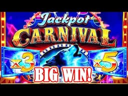 BIG WIN! 3x and 5x Wilds Land in the bonus of Jackpot Carnival Timber Wolf at Resorts World in Vegas