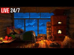 Deep Sleep Instantly - Relaxing Blizzard, Snow Storm, Cozy Fireplace