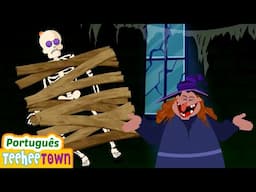 Cinco esqueletos malucos | Músicas de Halloween para crianças | Esqueletos Dançantes | Casa Teehee