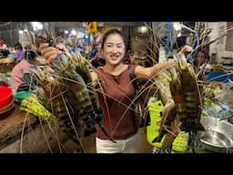 Market show: Big river prawns in my local market - Delicious big river prawn cooking