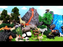 Volcano Waterfall - Explore some Safari Animals!