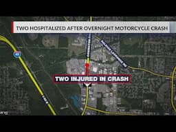 Two hospitalized after overnight motorcycle crash