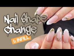 Nail Shape Change With Fresh Acrylic Infill