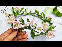 DIY ribbon roses/make your own flower crown with satin ribbon, easy and cheap