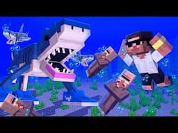 Can Villager will Survive from Shark Attack in Minecraft..