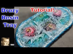 Enchanting Resin Tray: Rose Blooms & Feather Magic