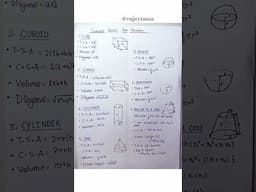 Surface Areas and Volume Formula Sheet #like#share#follow #thoughtsfortheday#thoughts#shorts