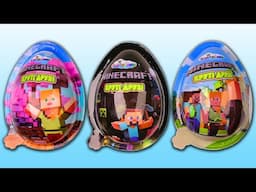 3 ASMR Minecraft Surprises in Plastic Eggs Inspiring Unboxing No Talking Video