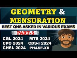 Geometry and Mensuration (Part-5) Best Questions Asked by SSC In 2024 || #SSCGL #SSCCHSL #CPO