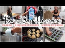 🌧️ RAINY DAY HOMEMAKING // cleaning motivation + starting my garden + homemade biscuits