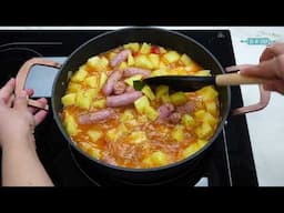 🥔 Patatas Guisadas con Salchichas Frescas ¡Receta Casera Fácil y Deliciosa! 😋