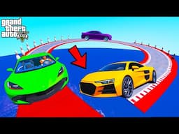 FRANKLIN TRIED TWO WAY TRACK PARKOUR RAMP CHALLENGE GTA 5 | SHINCHAN and CHOP