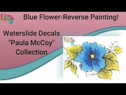Blue Flower Decal Reverse Painting