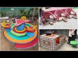 Plastic chairs 🪑 into a beautiful garden seating area _ Cement and plastic chair craft _ Kitchen