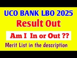 UCO BANK LBO 2025 RESULT OUT 💔