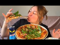 MUKBANG EATING Homemade SPICY PIZZA With GARLIC SAUCE