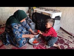 Mother Hajar’s Hard Work: Building a Home & Cooking Rice with Tomatoes! 🍚❤️