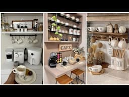 Kitchen Coffee Bar Organization Ideas. Kitchen Organization Hacks. #kitchen #coffeebar #decoration