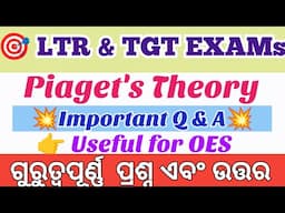 Piaget's Theory Top Questions and Answers|LTR EXAM ODISHA|Useful for OES and TGTs|Vidya Alaya