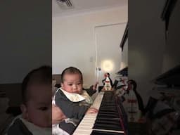 First Time My Baby Uses Hands to Explore the Piano 🎹❤️