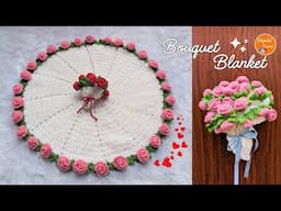 Crochet Roses Flower Bouquet Blanket | Beginner friendly - slow , detailed , step by step tutorial