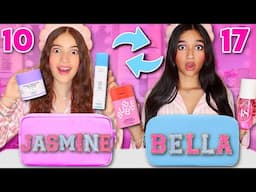 i SWAPPED MAKEUP BAGS with my 10 YEAR OLD SISTER!!🤭💞