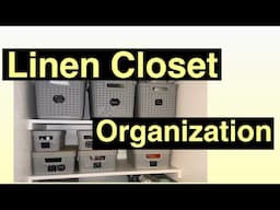 Linen closet organization with dollar tree baskets