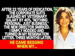 They cut my vet salary 40% after 23 years. I resigned. Later, he begged when my...