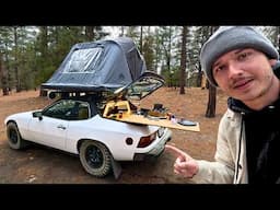 SOLO Winter Camping in a Porsche 924 | Cooking Stew in the Mountains