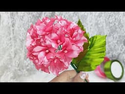 DIY ribbon flowers/how to make hydrangea flowers with satin ribbon, easy and cheap