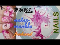 VERY EASY swirl water marble nails featuring swarovski crystals!